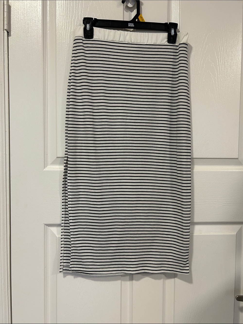 SHEIN Black & White Striped Matching Crop Top and Midi Skirt